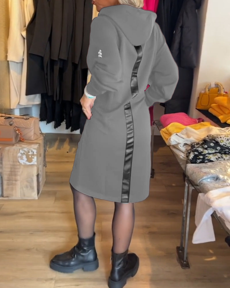 Robe à capuche unie avec poches