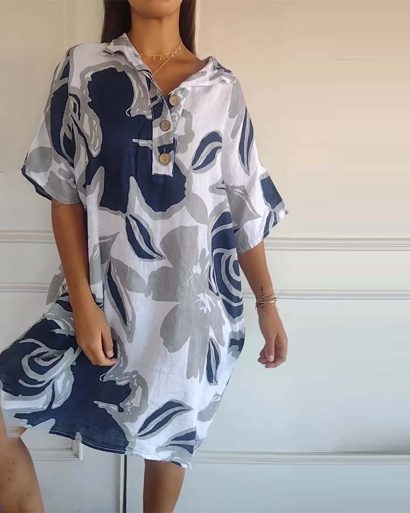 Robe à poches à revers et imprimé floral