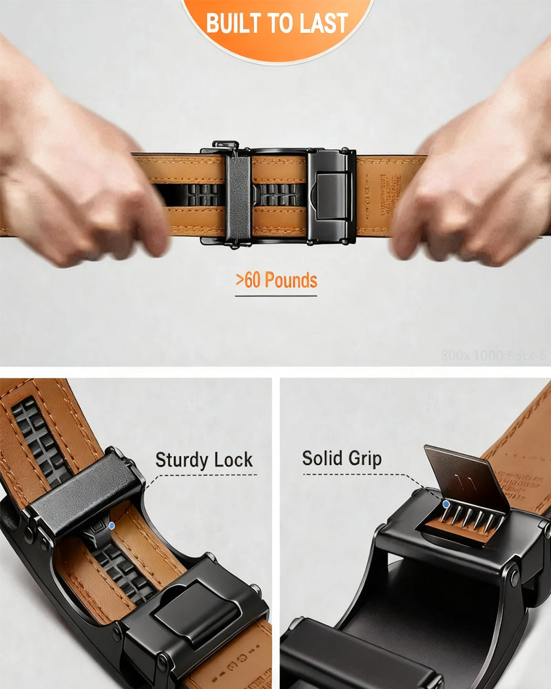 🎁 Ceinture en Cuir à Crémaillère Avec Boucle Réglable💼