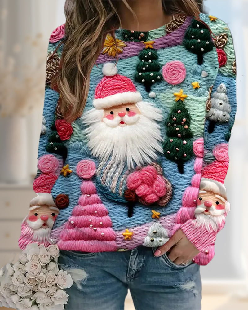 Sweat À Capuche Avec Imprimés De Sapin De Noël Et Père Noël