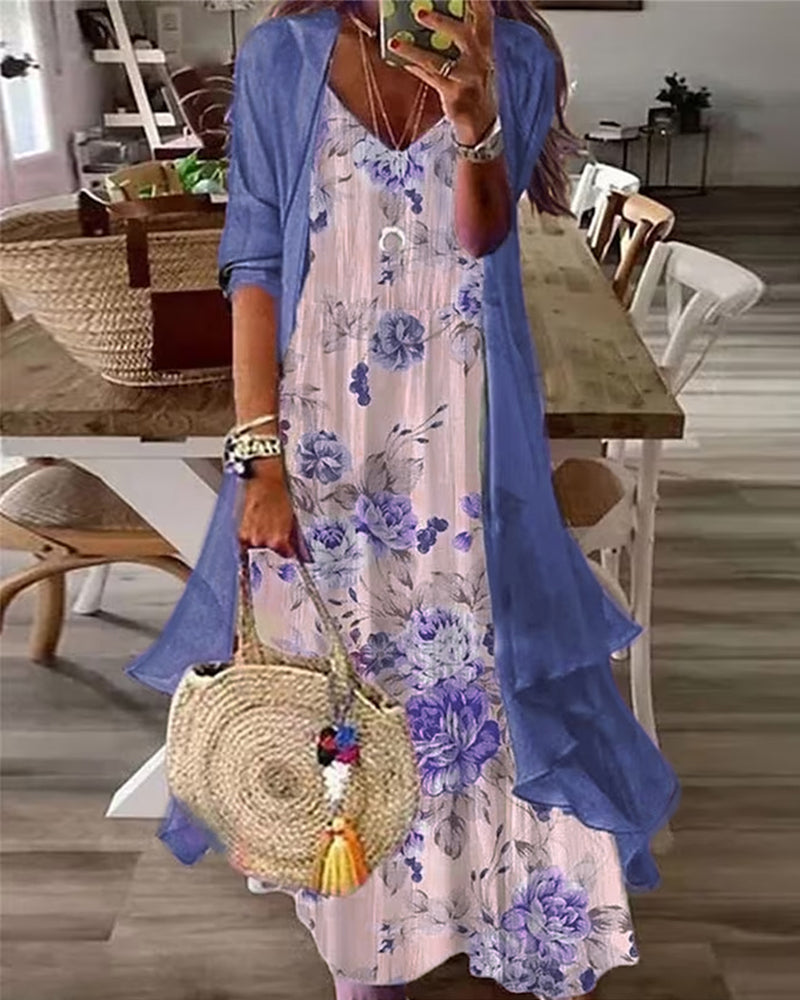 Robe sling ensemble deux pièces en imprimé