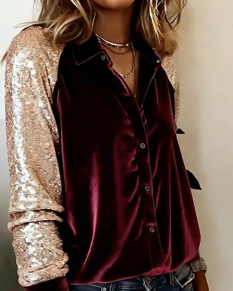 Chemise Col Paillettes Mode
