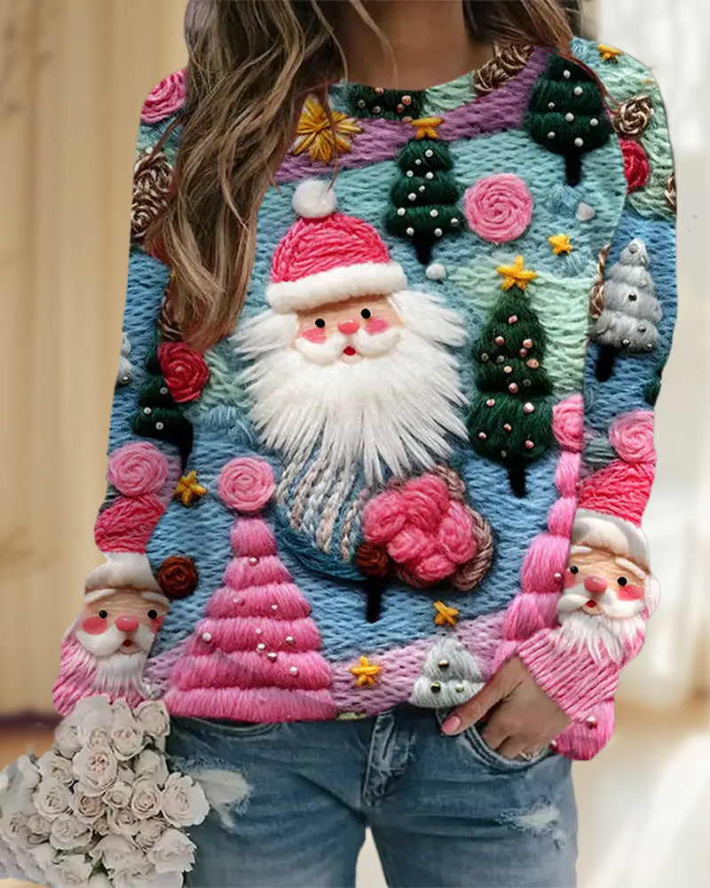 Sweat À Capuche Avec Imprimés De Sapin De Noël Et Père Noël