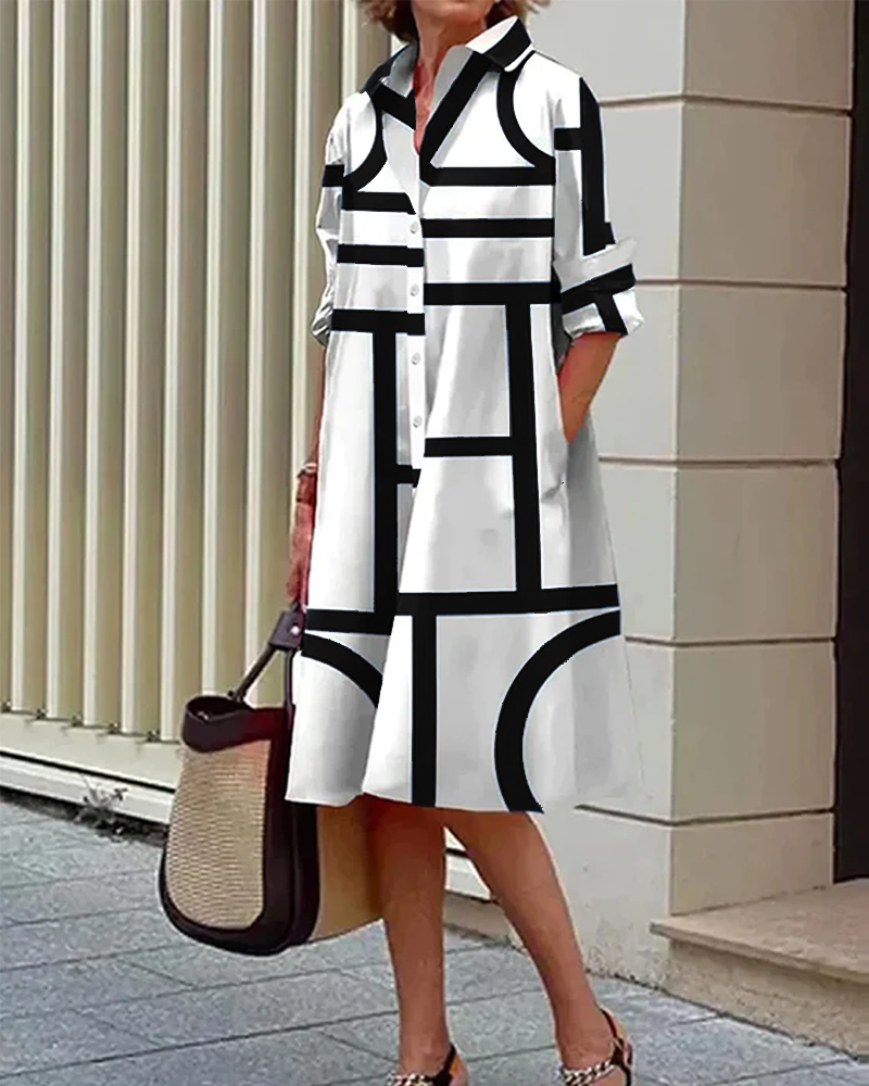 Robe avec poches et imprimé géométrique