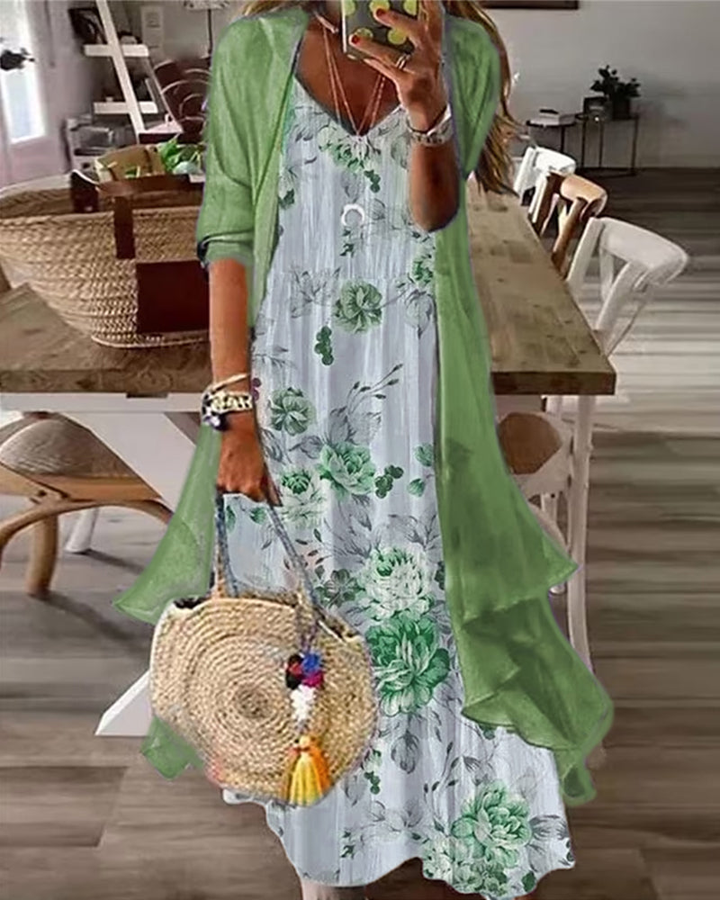 Robe sling ensemble deux pièces en imprimé