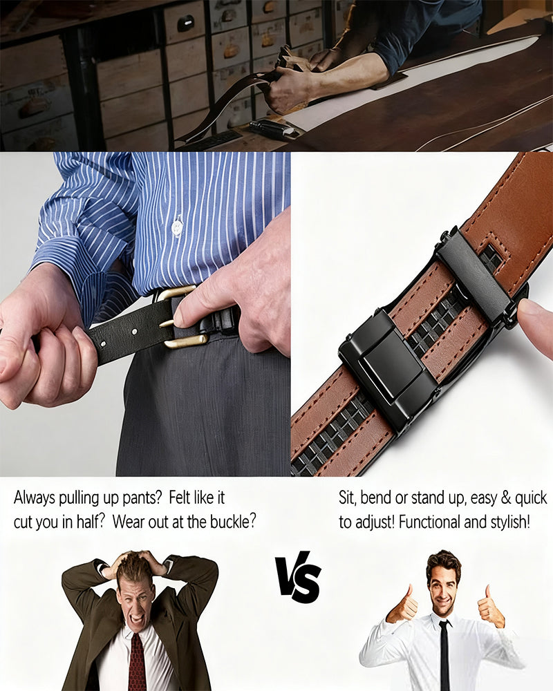 🎁 Ceinture en Cuir à Crémaillère Avec Boucle Réglable💼