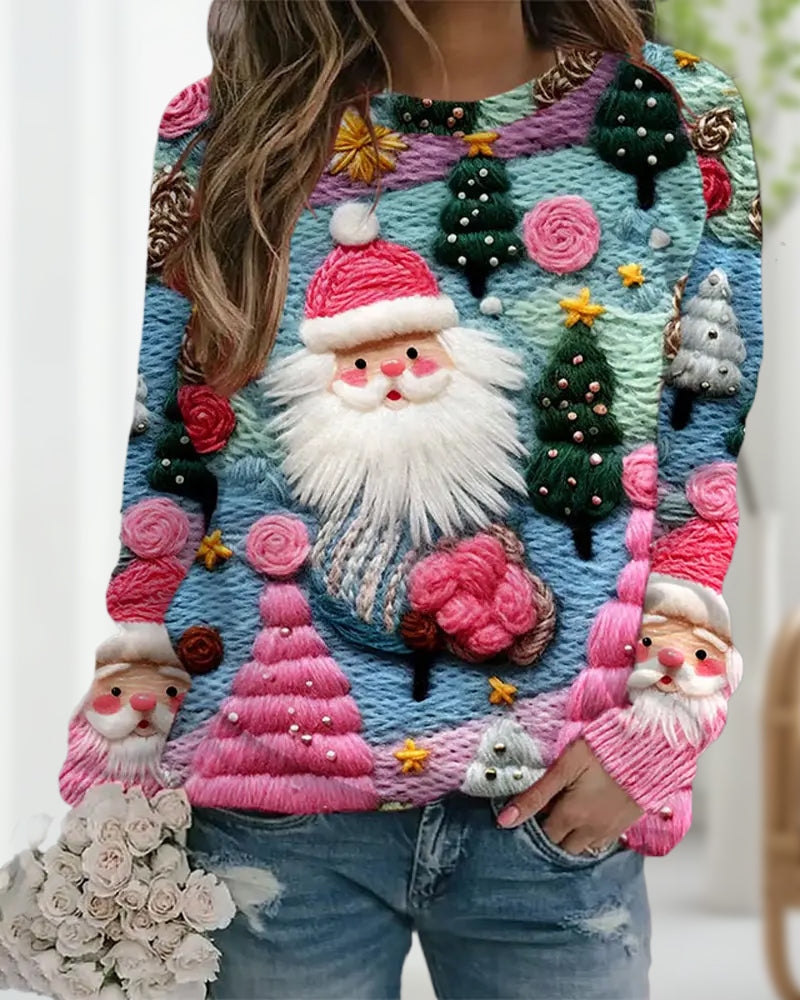 Sweat À Capuche Avec Imprimés De Sapin De Noël Et Père Noël