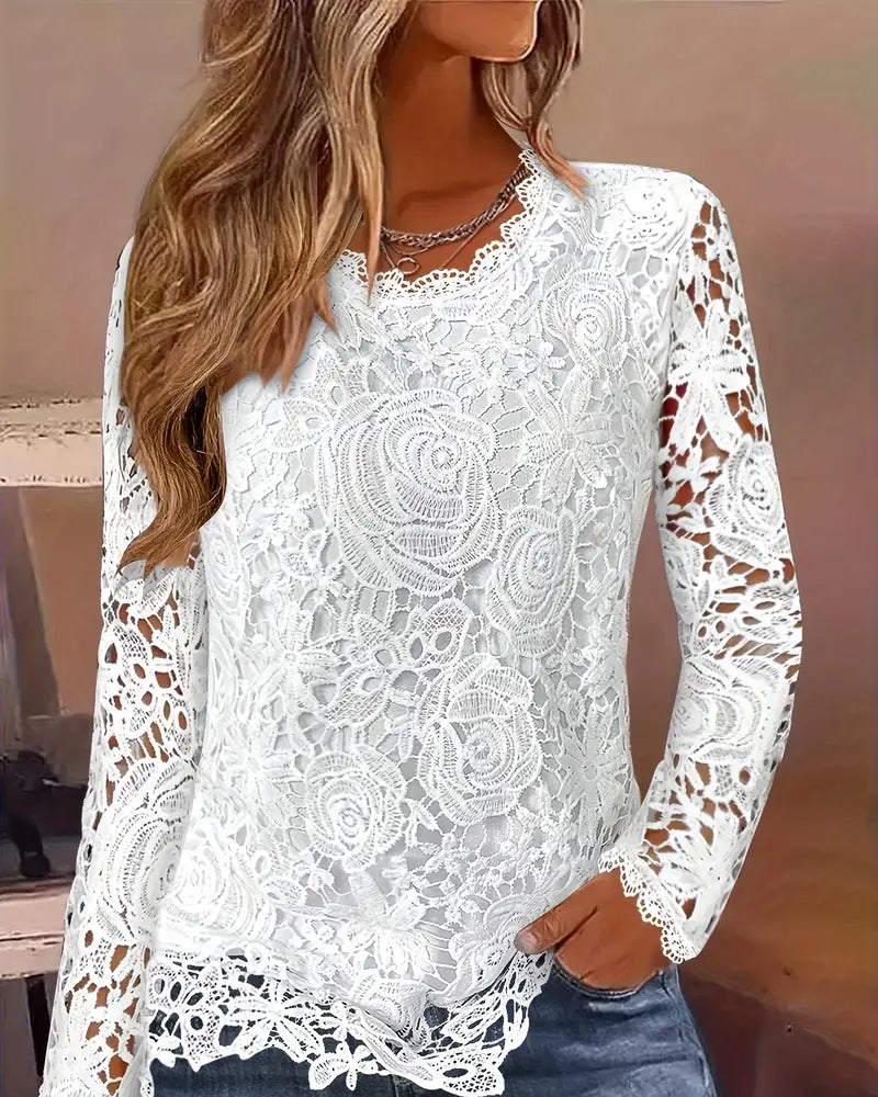 Haut Dentelle Manches Longues Basique