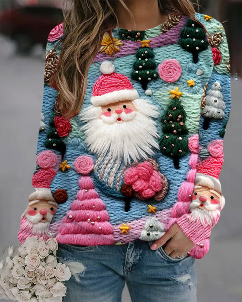Sweat À Capuche Avec Imprimés De Sapin De Noël Et Père Noël