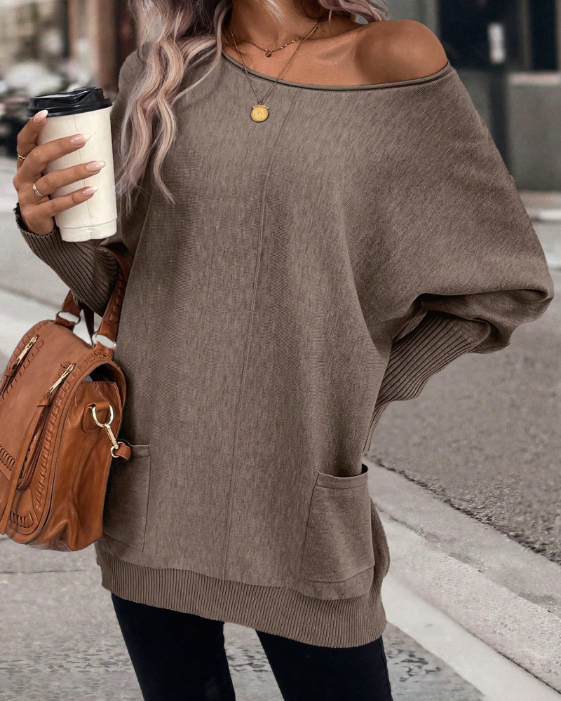 Sweat Avec Coupe Ample, Manches En Aile De Chauve-Souris Et Poches