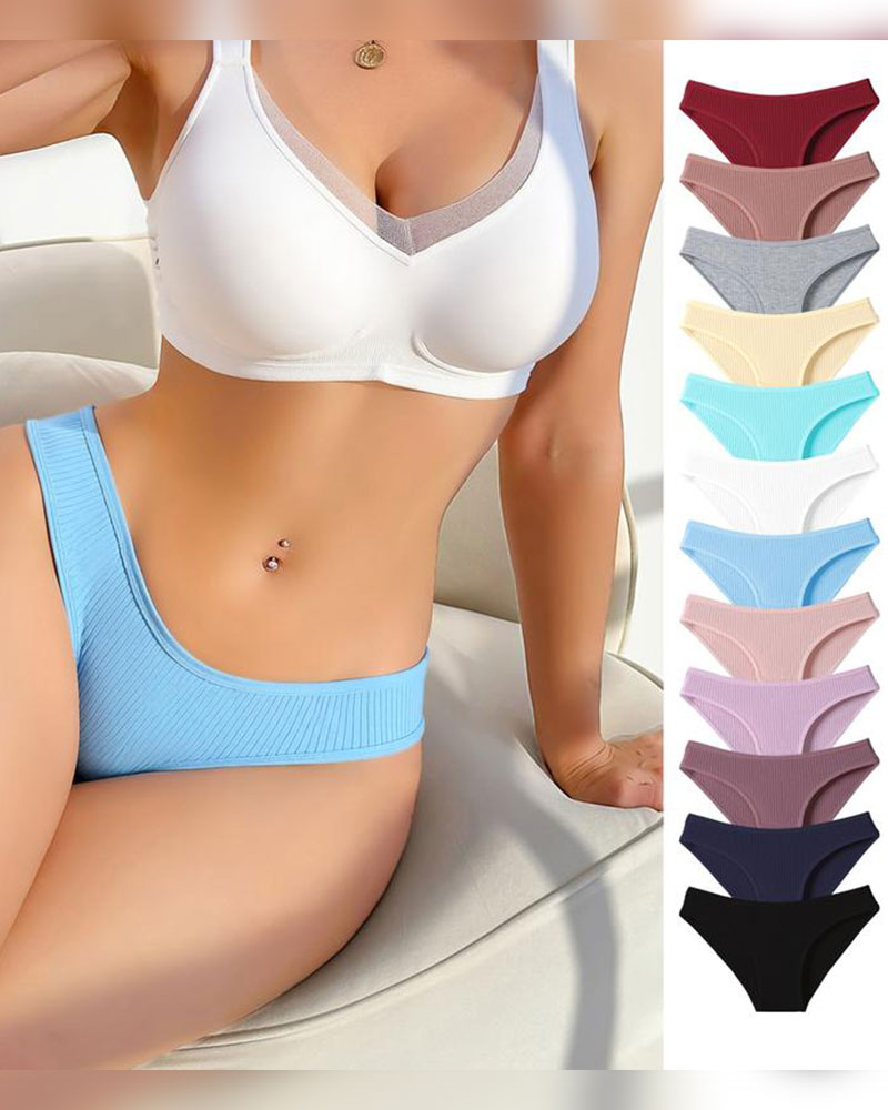 Culotte Femme Respirante Texture Rayée Verticale Confortable Tendance Taille Moyenne