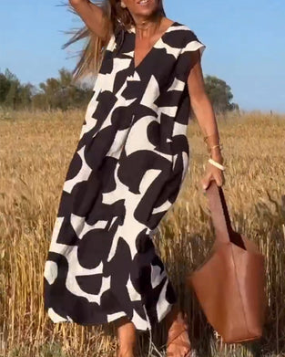 Robe avec imprimé et col en V