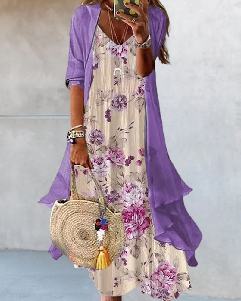 Robe sling ensemble deux pièces en imprimé