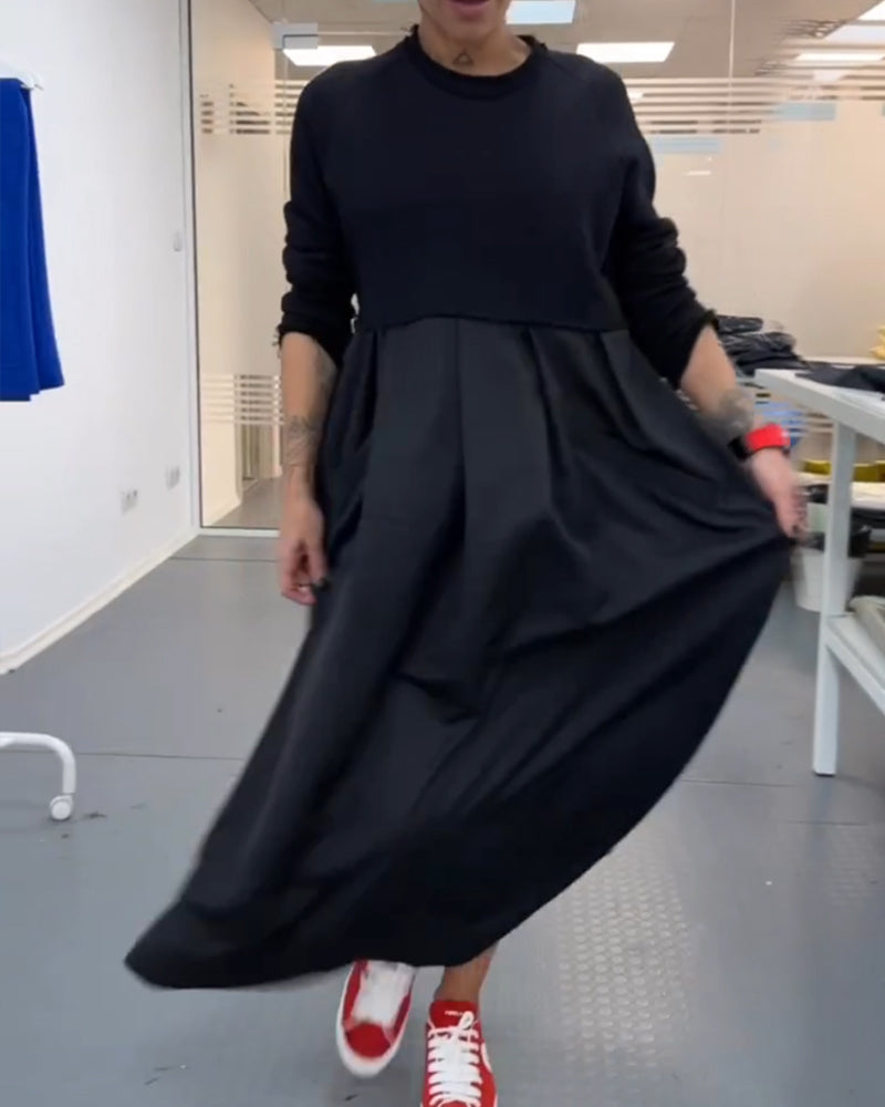 Robe longue décontractée de couleur unie