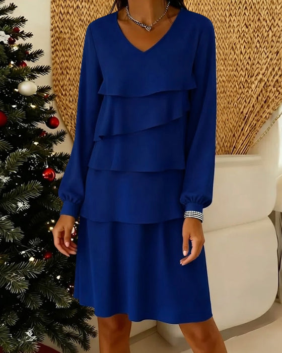 Robe Col V Manches Longues Niveau Couche