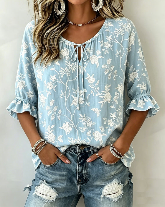 Blouse Attache Volant Imprimé