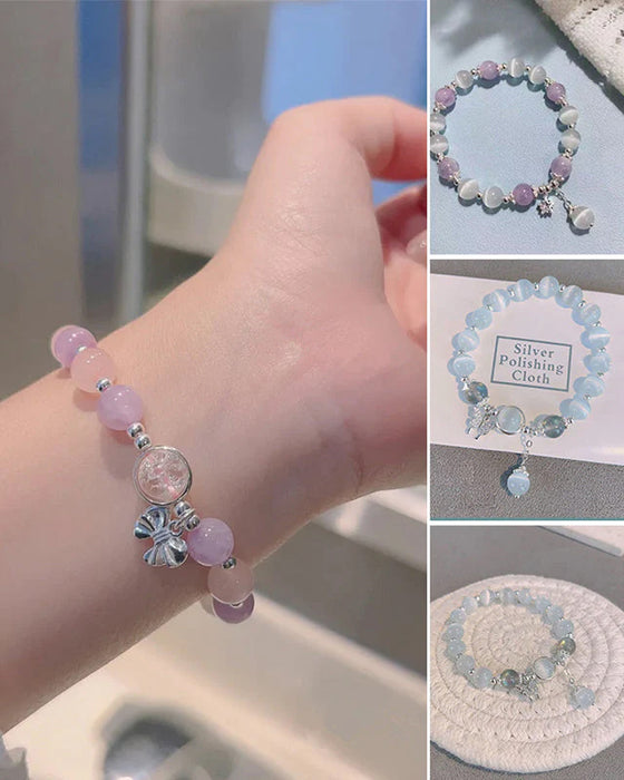 Bracelet imitation œil de chat cristal de papillon