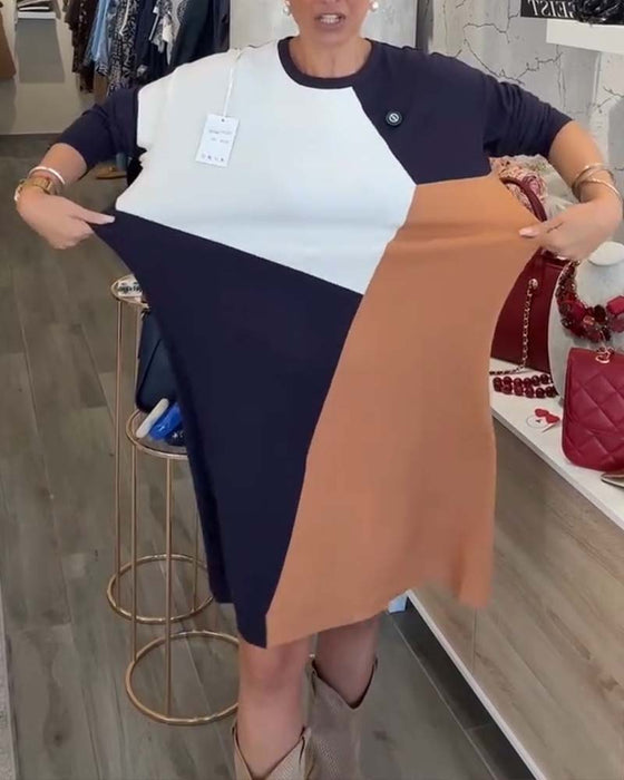 Robe Élégante Ample Color-Block
