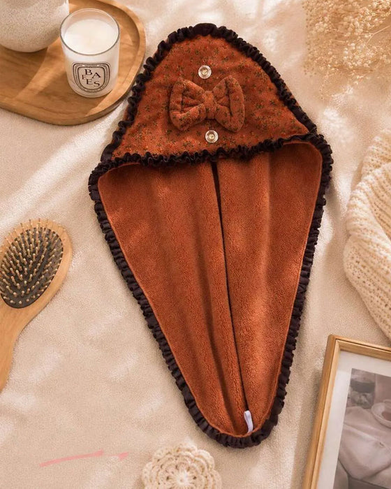 1 pièce Bonnet De Bain En Polaire Corail Dentelle Florale Pour Femme