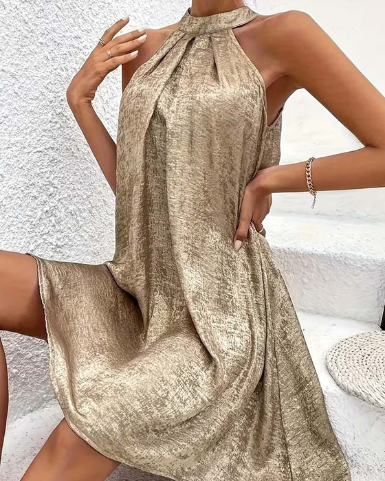 Robe Luxe Léger Sans Manches Off-Shoulder Halter