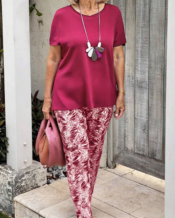 Set Unie Couleur Imprimé Casual
