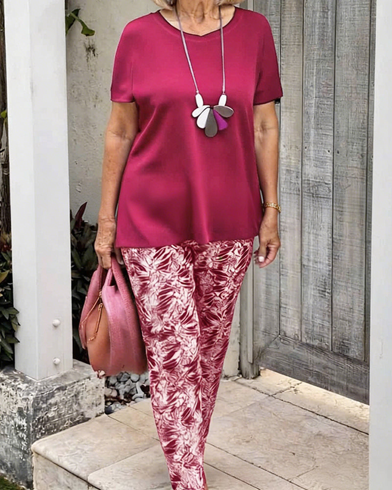 Set Unie Couleur Imprimé Casual