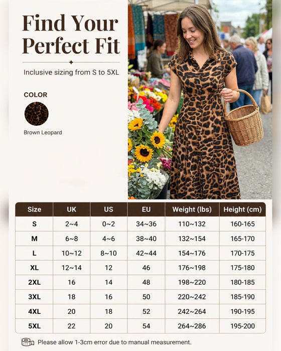 Robe Décontractée Imprimé Léopard Maxi