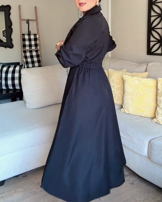 Robe Chemise À Revers À La Taille