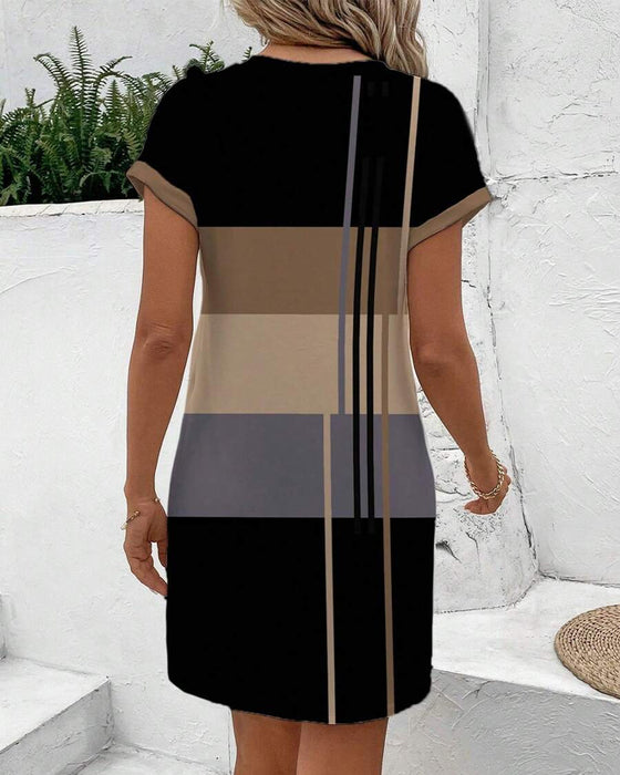 Robe Col Rond Mode Décontracté Imprimé