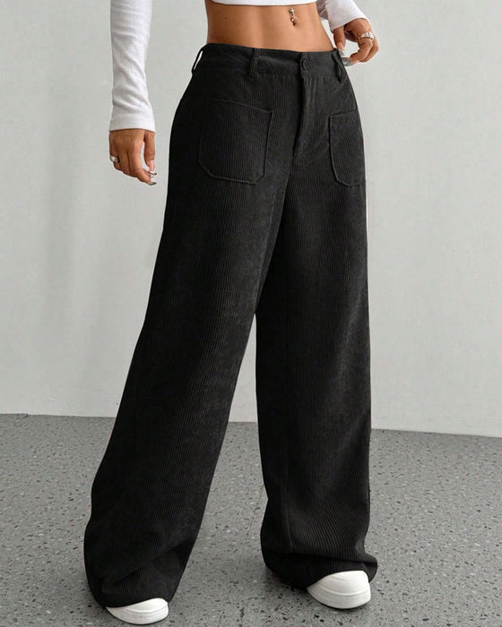 Pantalon Devant Dos Poche Unie Jambe Droite Long