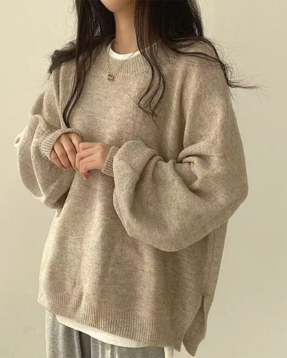 Pull Col Rond Côté Fente