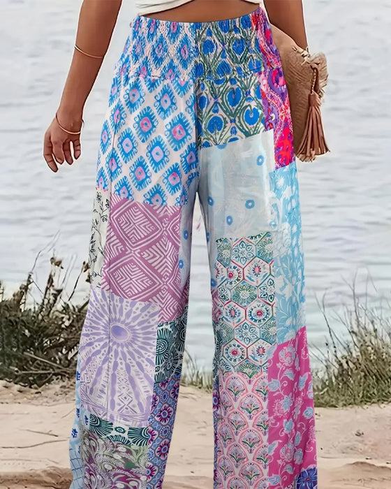 Pantalon Décontracté Taille Haute Imprimé