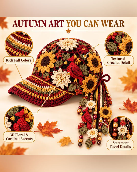 🍂 Casquette De Baseball D'Automne En Crochet Faite Main Pour Femme