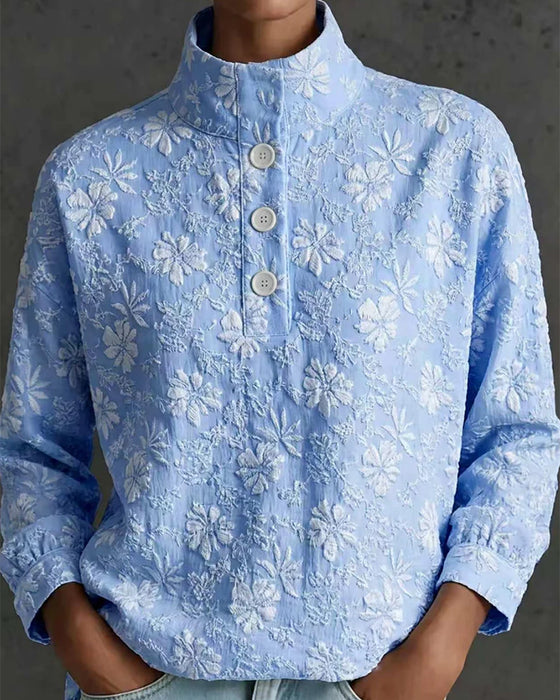 Blouse Col Mock Bouton Mode