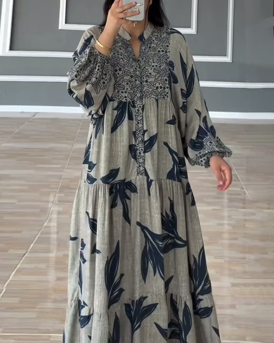 Robe décontractée à imprimé, manches longues