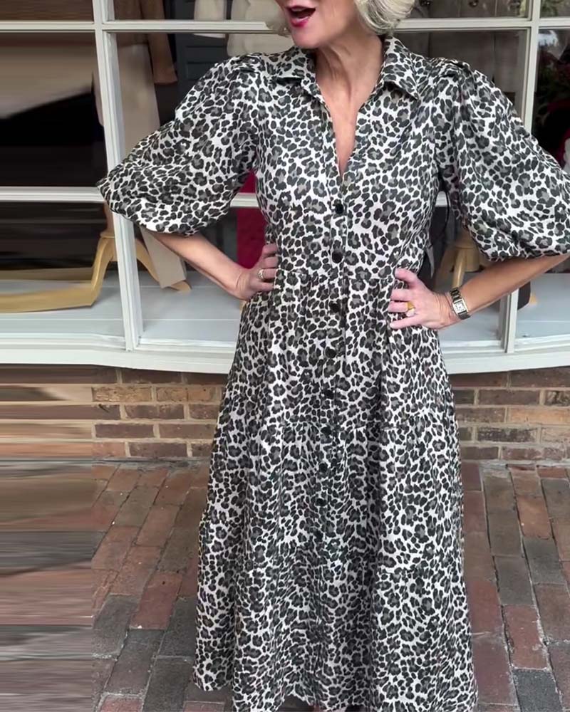 Robe Manches Courtes Imprimé Léopard Ligne A