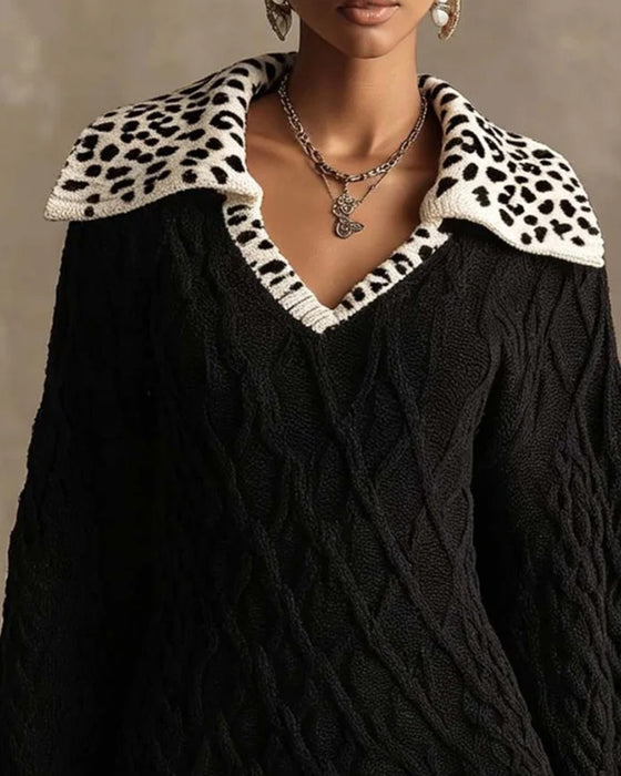 Robe Manches Longues Revers Pull