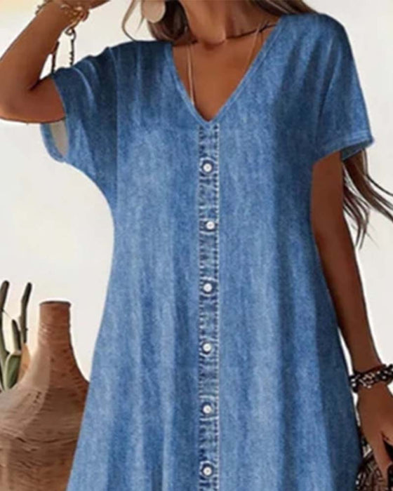 🌸 Robe D'été Décontractée Pour Femmes Avec Patte De Boutonnage – Style Relax & Confort Pour Un Usage Quotidien 💐