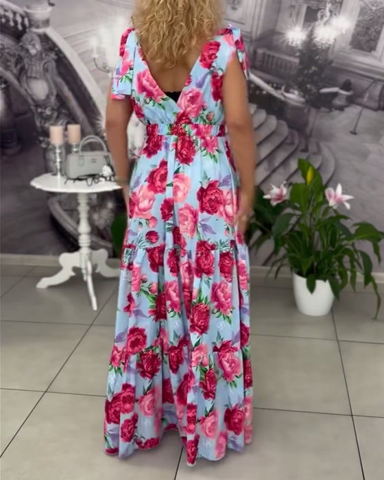Robe Sexy Décolleté en V Imprimé