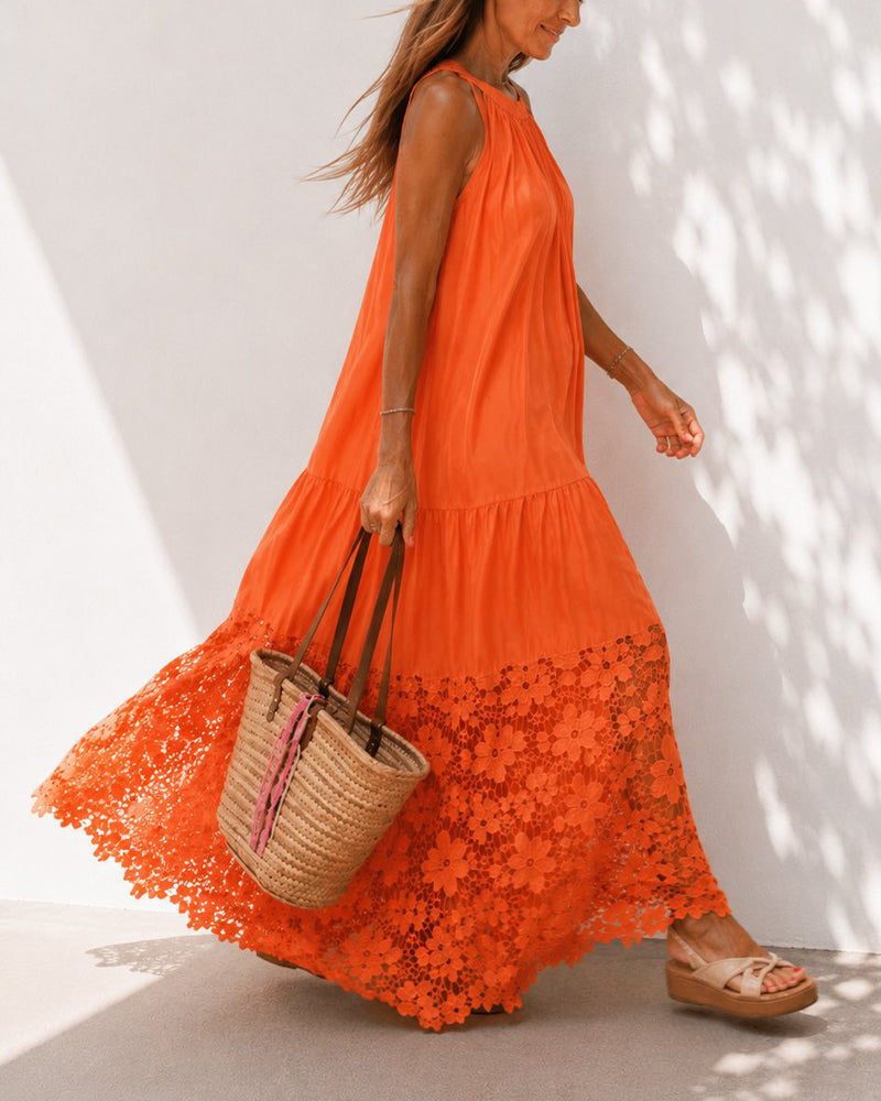 Robes Halter Dentelle Patchwork