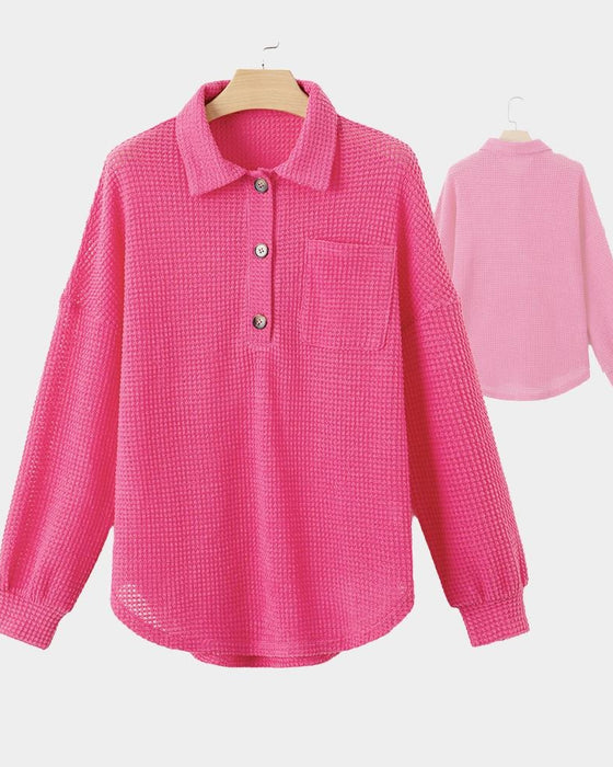 Chemisier Unie Boutonné Ample Revers