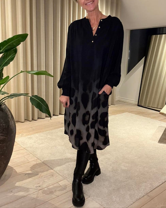 Robe À Manches Longues Ample Imprimée