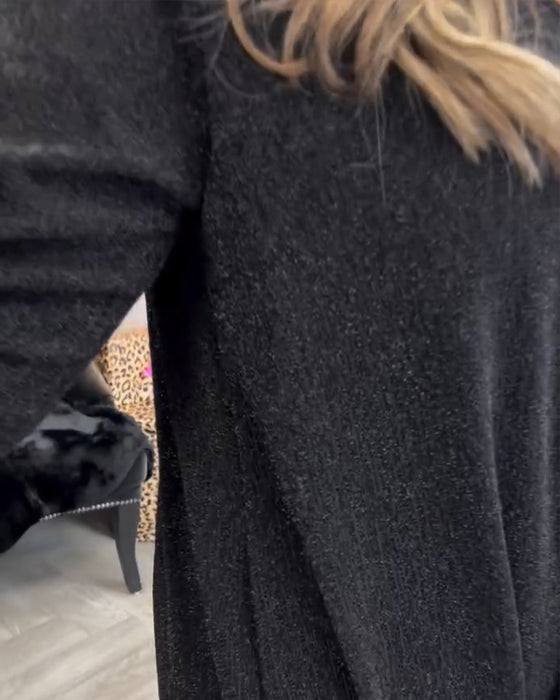 Robe décontractée de couleur unie à manches cloche et col en V