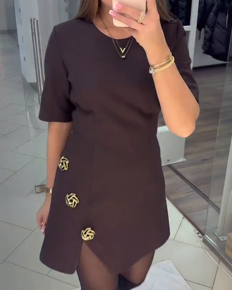 Robe Unie Droite À Fleurs 3d