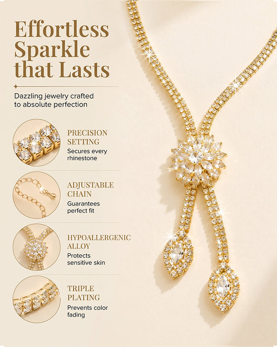 🌼✨ Parure De Bijoux Femme Fleur En Zircone