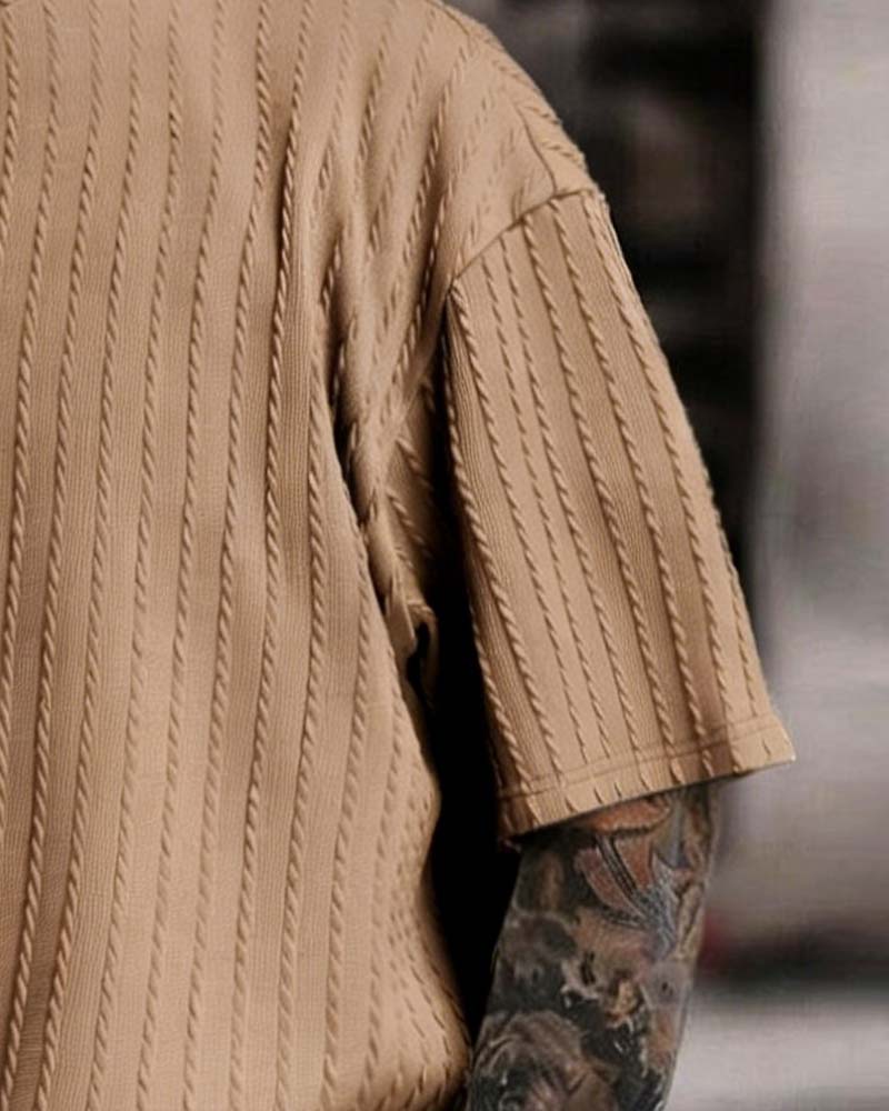 Ensemble Homme T-Shirt Rayé Et Short Col Crew