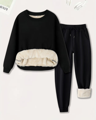 Ensemble Col Rond Épaissi Velours Décontracté