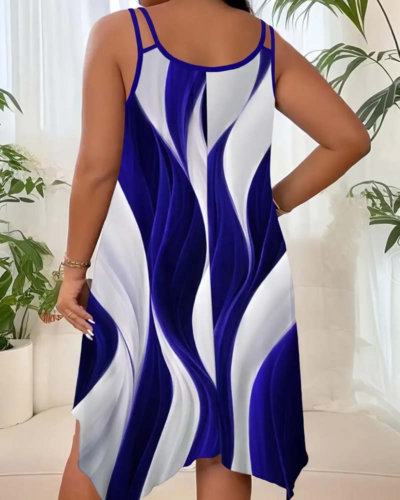 Robe Bloc De Couleur Ondulé Camisole