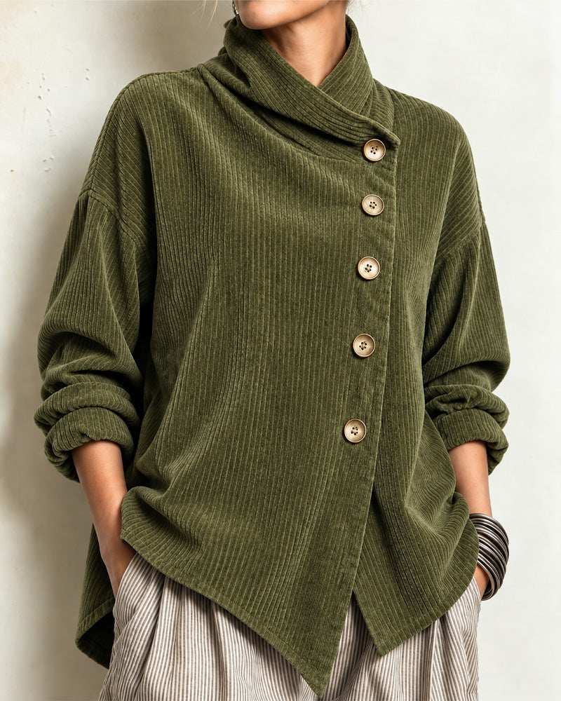 Manteau Col Roulé Bouton Lâche