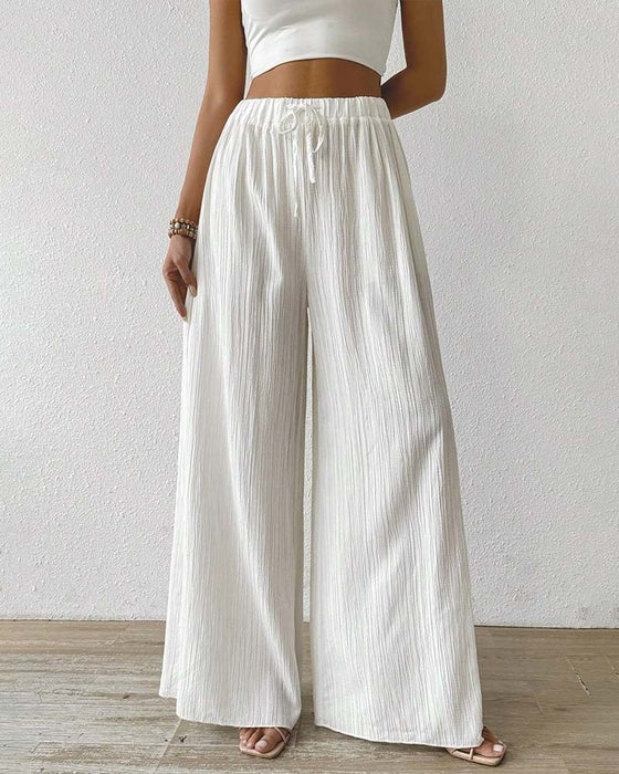 Pantalon Unie Cordon Jambe Large